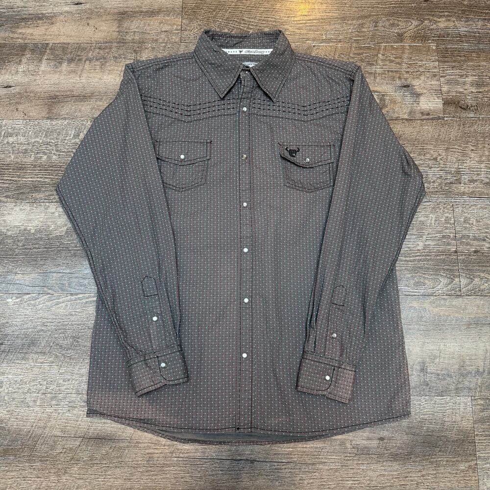Cowboy Hardware Youth Pearl Snap Western Shirt Size XL (14/16) Grey
